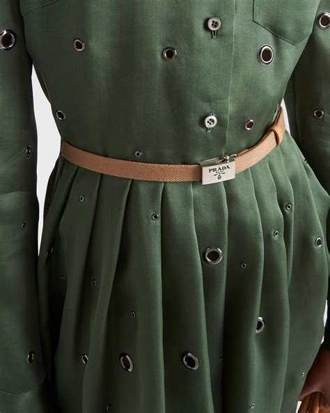 prada viscose green dress|Green Organza Dress With Grommet Embellishment.